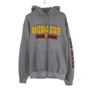 90s Vintage Arizona State University Sun Devils Gray Hoodie Sweatshirt Medium